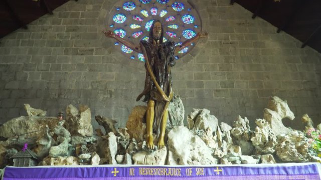 Christ on the Cross in the Interior of Church of St. Mary the Virgin. Sagada, Philippines.