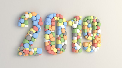 2019 number made from colorful balloons