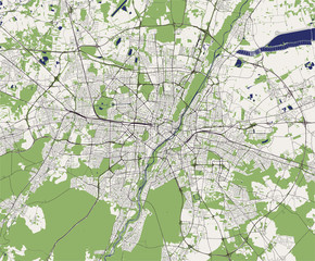 Naklejka premium Mapa wektorowa miasta Monachium, Bawaria, Niemcy