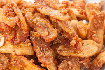 Deep-fried sliced banana. Thai Street Food. Close up deep-fried sliced banana,foods travel and cuisine concept.