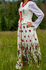 close up on the traditions of highlander clothing, female version - obrazy, fototapety, plakaty