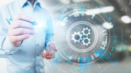 Automation, Business and industrial process workflow optimisation, software development concept on...