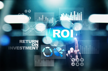 ROI - Return on investment, Trading and financial growth concept on virtual screen.