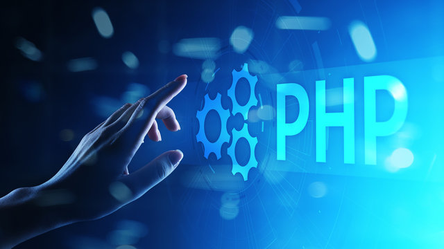 PHP Web development and coding internet and technology concept on virtual screen.