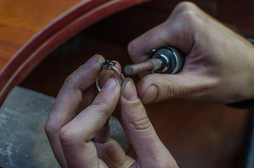 Desktop for craft jewellery making with professional tools.
