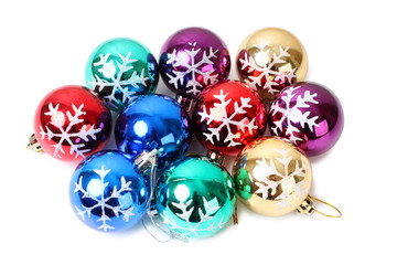 Christmas balls on white background