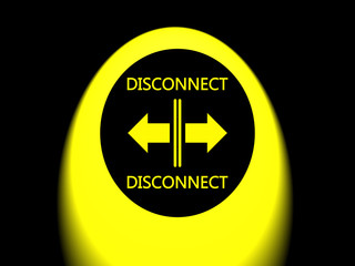 Two arrows and the word disconnect