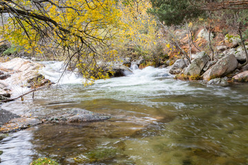 Water torrent of the Manzanares river in the Pedriza area of Madrid