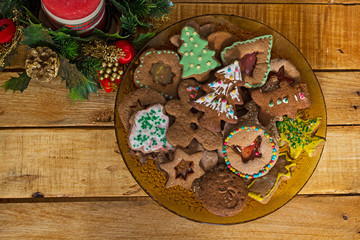 Gingerbread cookies and christmas tree