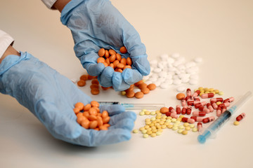 medicines tablets pills on a white background