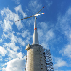 Windturbine in Gaildorf, one of the 4 tallest windgenerators in the world combined with pump...
