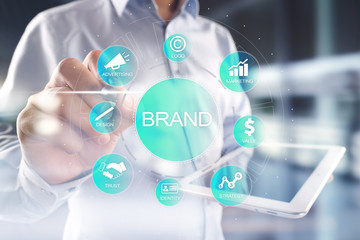 Brand diagram concept on virtual screen. Awareness increase, Design, Marketing and advertising solution in Business.