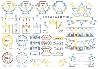 ランキング用シンプルアイコン(メタルカラー線画)