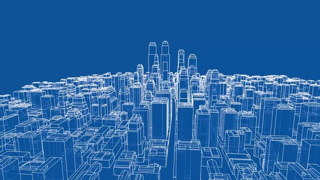 Growing City blueprint style turntable video