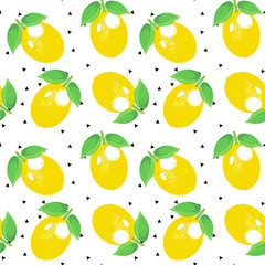 Lemon pattern. decorative background with colorful summer yellow lemons.