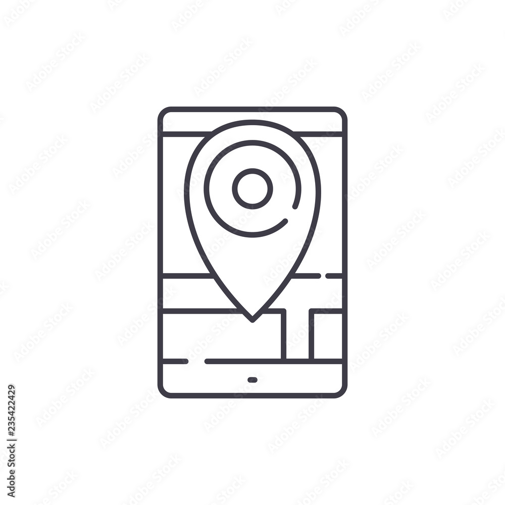 Poster geolocation line icon concept. geolocation vector linear illustration, sign, symbol