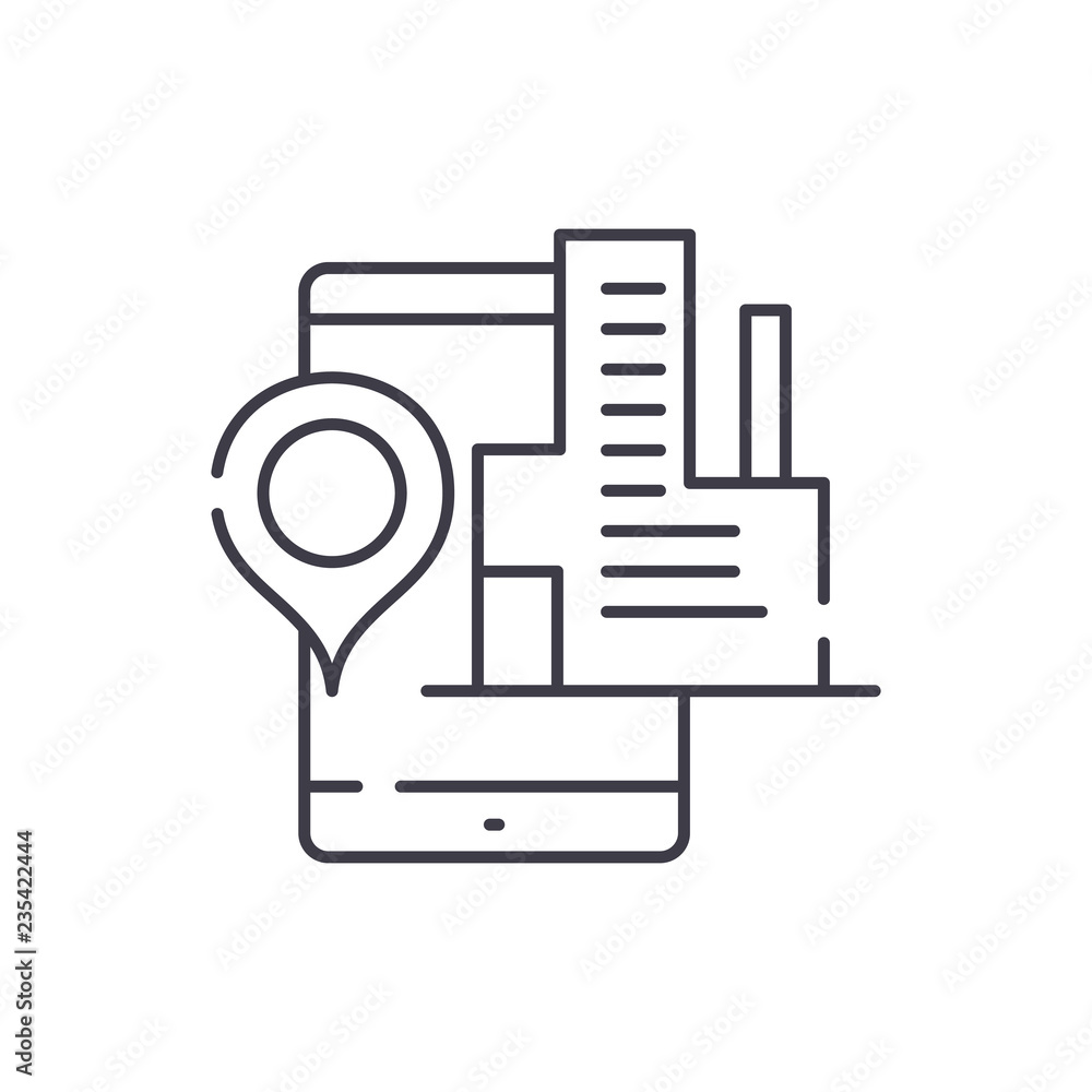 Poster geolocation system line icon concept. geolocation system vector linear illustration, sign, symbol