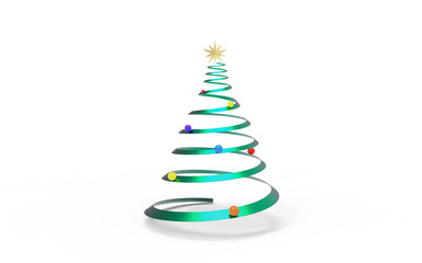 Christmas tree on white background, 3D illustration