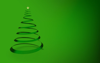 Green Christmas background with copy space for your text, 3D illustration