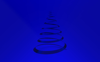 Christmas tree on blue background, 3D illustration
