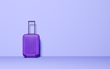 Suitcase on pastel background. Travel concept. Minimal style. Copy space.3D rendering