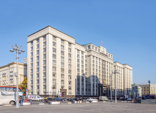 Building of the State Duma in Moscow, Russia