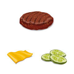 Vector design of burger and sandwich logo. Set of burger and slice vector icon for stock.