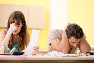 Young family struggling with personal finance