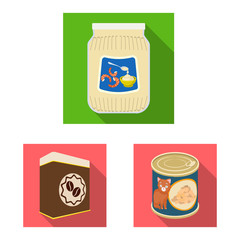 Vector design of can and food sign. Set of can and package vector icon for stock.