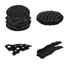 Vector illustration of burger and sandwich sign. Collection of burger and slice vector icon for stock.