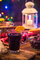 Mulled wine , Christmas festive warming drink