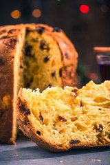 Slice of panettone Christmas festive sweet food