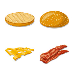 Vector design of burger and sandwich sign. Set of burger and slice stock vector illustration.