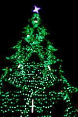 Christmas tree, Bokeh background