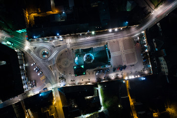 City of Tirano, Valtellina.
Sanctuary of the Madonna of Tirano view from above. Night view, city...