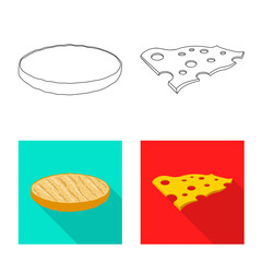 Isolated object of burger and sandwich sign. Set of burger and slice vector icon for stock.