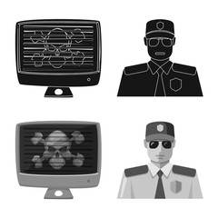 Isolated object of virus and secure symbol. Collection of virus and cyber vector icon for stock.