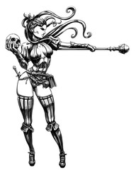 Obraz premium Slender sorceress with a staff