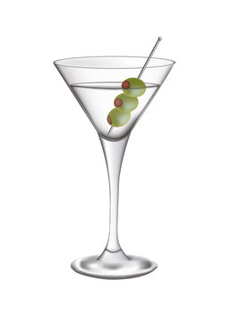 Martini glass with olives.vector illustration