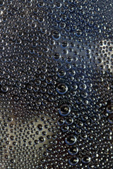 Condensation drops against a dark background