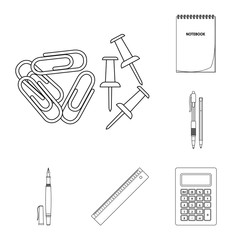 Vector illustration of office and supply logo. Collection of office and school stock symbol for web.