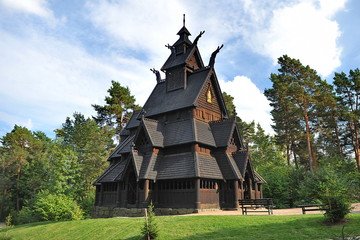 Fototapeta na wymiar The wooden church in Norway.