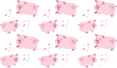 cute pink pig seamless pattern illustrator vector background