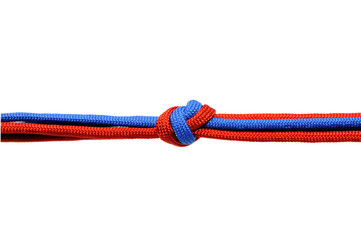 Knot on a cord on a white background .