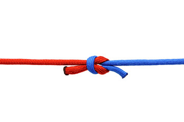 Knot on a cord on a white background .