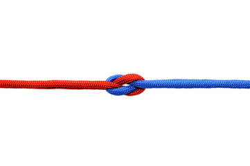 Knot on a cord on a white background .