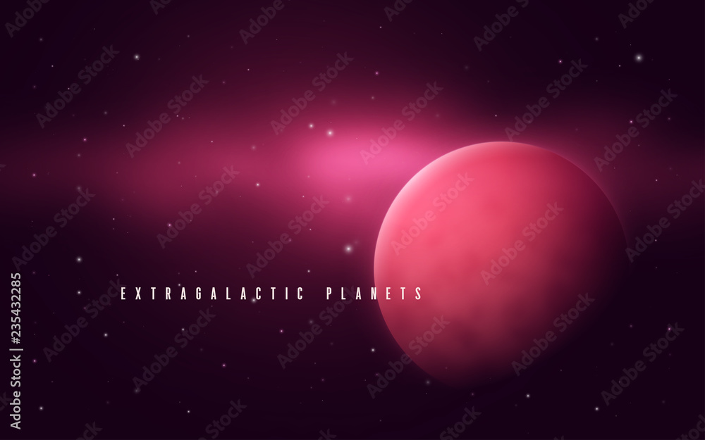 Wall mural deep space sci-fi abstract vector illustration with gas giant an