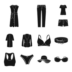 Isolated object of woman and clothing logo. Set of woman and wear stock symbol for web.
