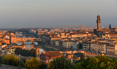 Aerial view of Florence (Italy) at sunrise
