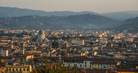 Aerial view of Florence (Italy) at sunrise